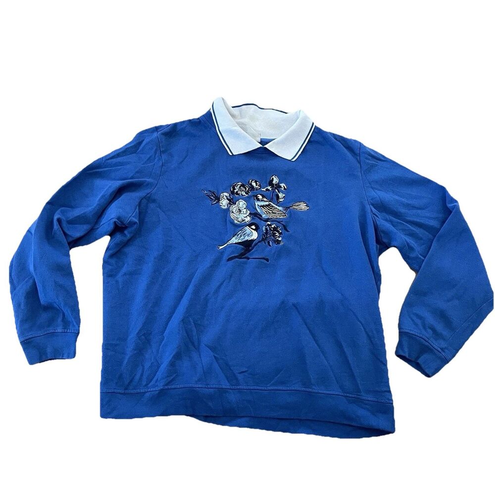 Vintage 90s Cotton Grove Sweatshirt Women’s M Blue Birds Granny